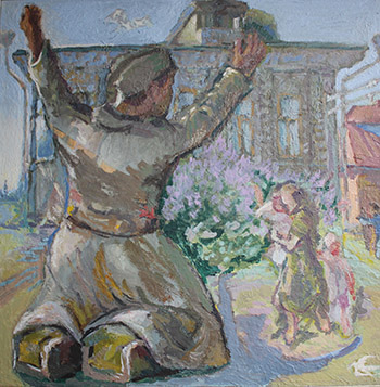 Воспоминания детства. Возвращение с войны. Холст, масло, 120 х 120 см. 2005&nbsp;г.