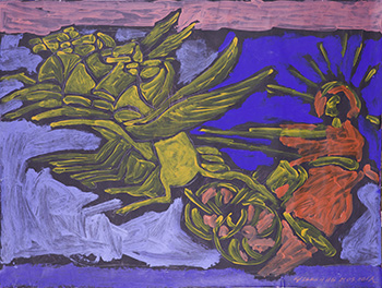 Выезд Гелиоса. Бумага, акрил, гуашь. в. 90,5 x ш. 120 см. 2017&nbsp;г.